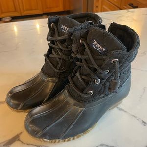 Sperry toddler black duck boots snow boots barely worn